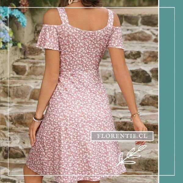 Espalda vestido rosado con flores