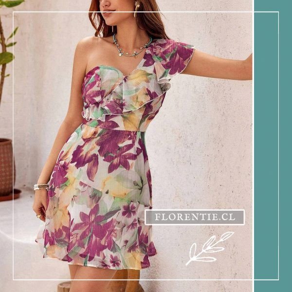 Vestido floral un solo hombro