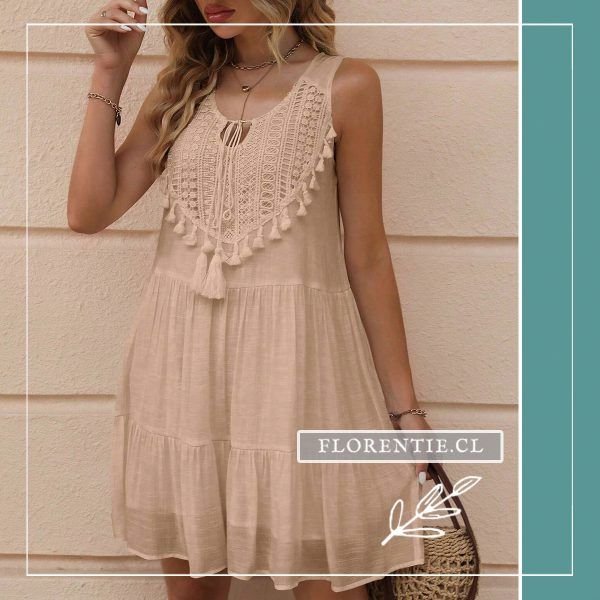 Vestido beige artesanal