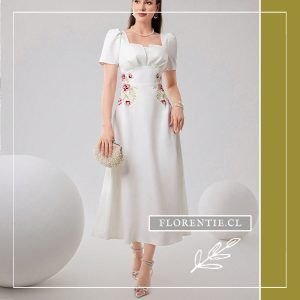 Vestido blanco bordado flores