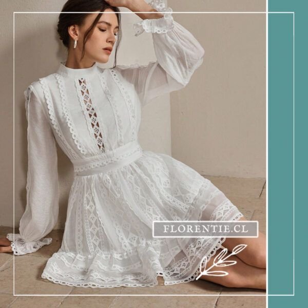Vestido blanco broderie mujer