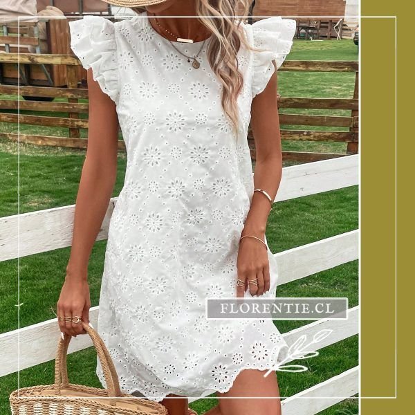 Vestido blanco broderie mujer