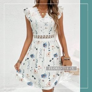 Vestido blanco floreado midi