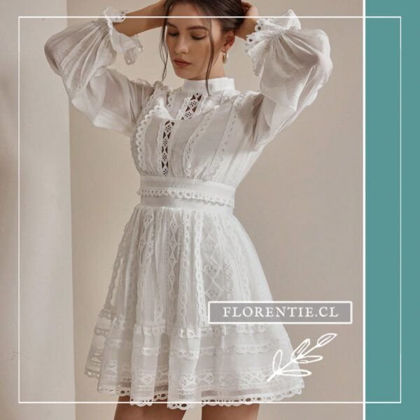 Vestido broderie mujer blanco