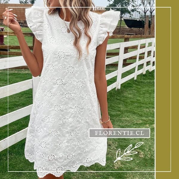 Vestido broderie mujer blanco corta volantes