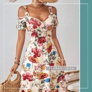 Vestido crema con flores