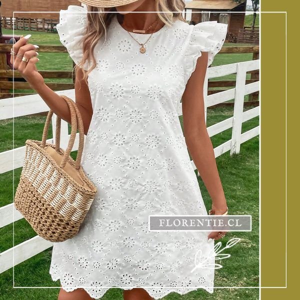 Vestido de broderie blanco