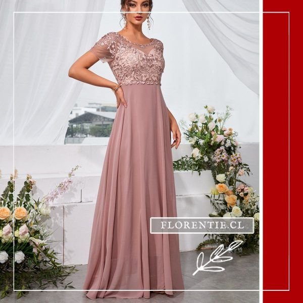 Vestido de gala rosa pastel