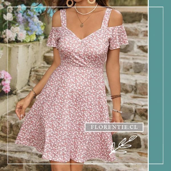 Vestido estampado floral rosado