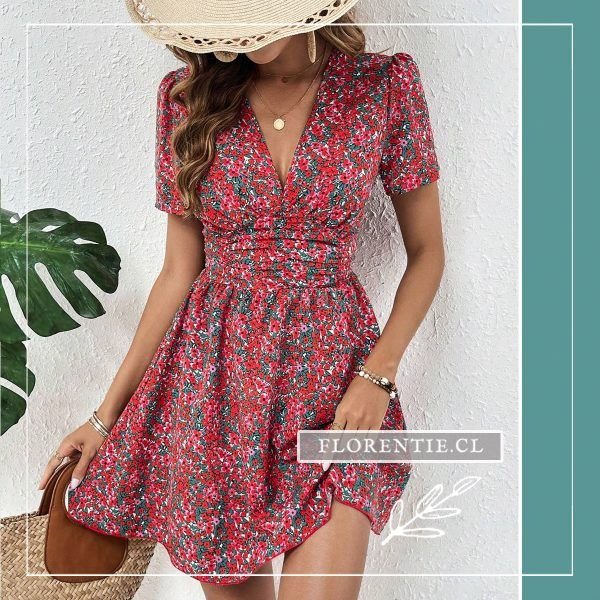 Vestido floral rojo