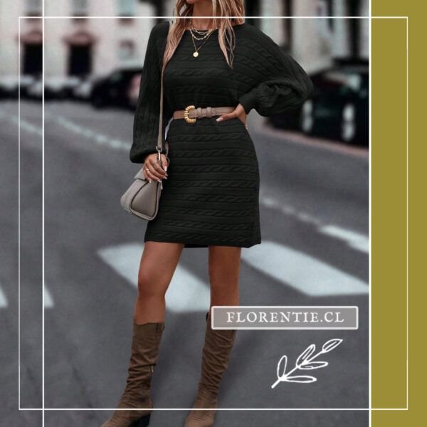 Vestido lanilla mujer negro