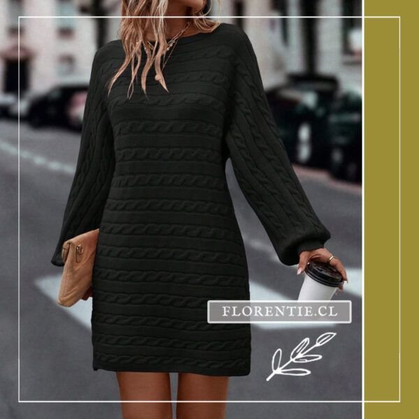 Vestido lanilla negro mujer