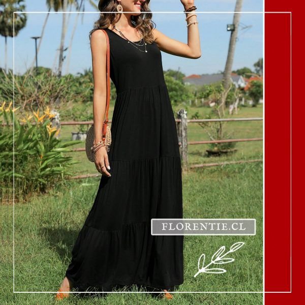 Vestido maxi negro corte imperio sin mangas