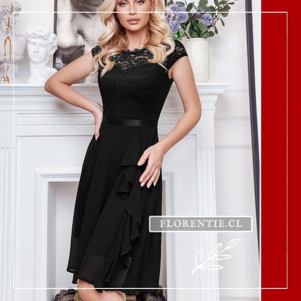 Vestido midi cocktail negro