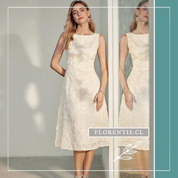 Vestido midi marfil novia