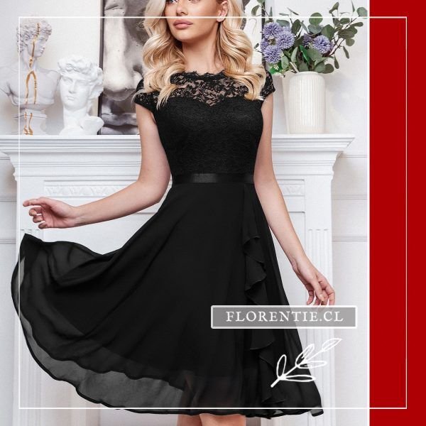 Vestido midi negro cocktail