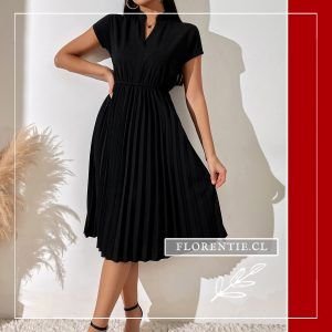 Vestido midi negro manga larga