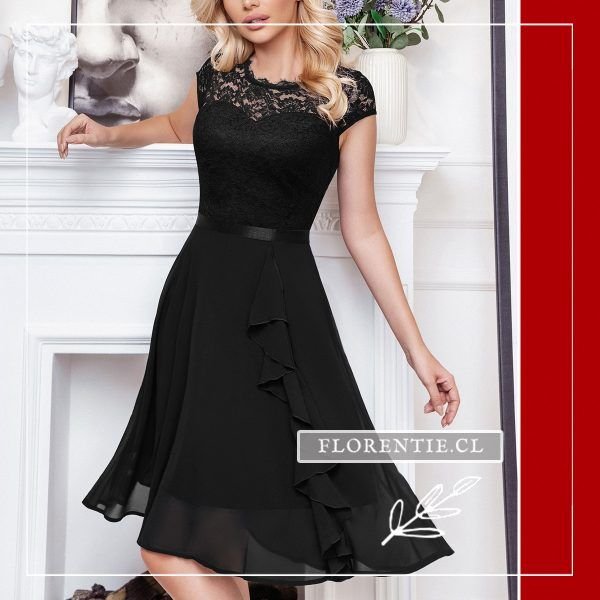 Vestido negro escote ilusión