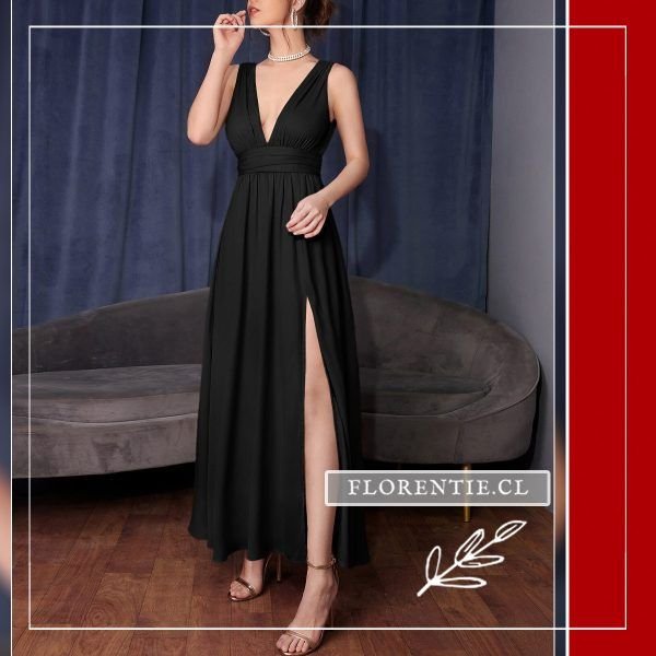 Vestido negro juvenil fiesta maxi