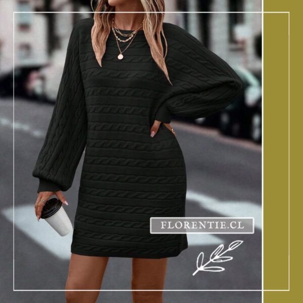 Vestido negro lanilla hasta rodilla