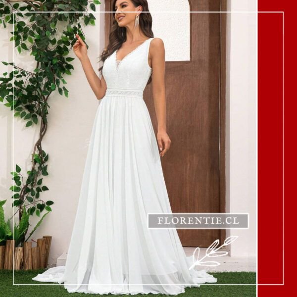 Vestido novia civil largo sin mangas