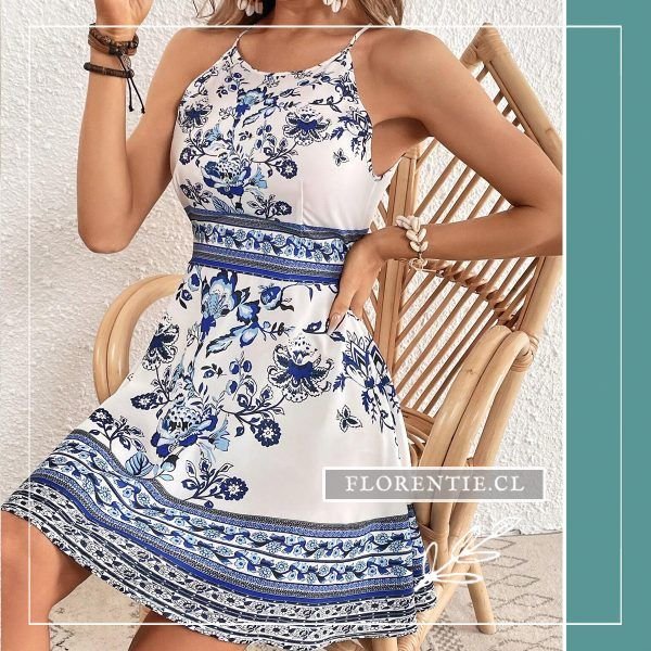 Vestido primavera verano blanco azul