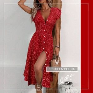 Vestido rojo con puntos blancos
