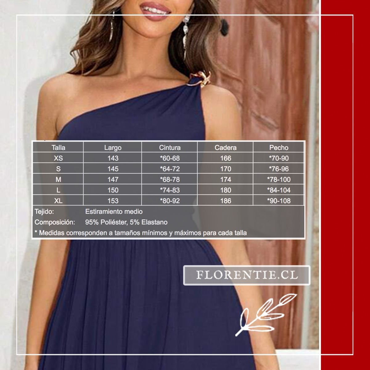 Medidas vestido fiesta un solo hombro