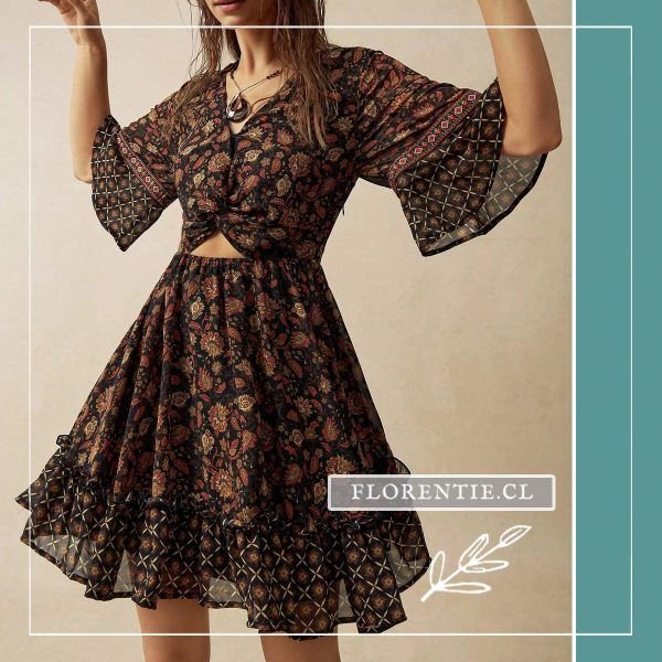 Vestido café oscuro paisley