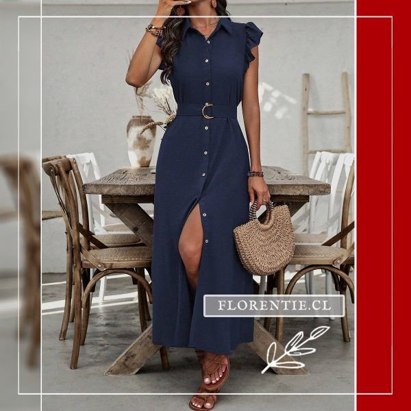 Vestido camisero largo azul marino