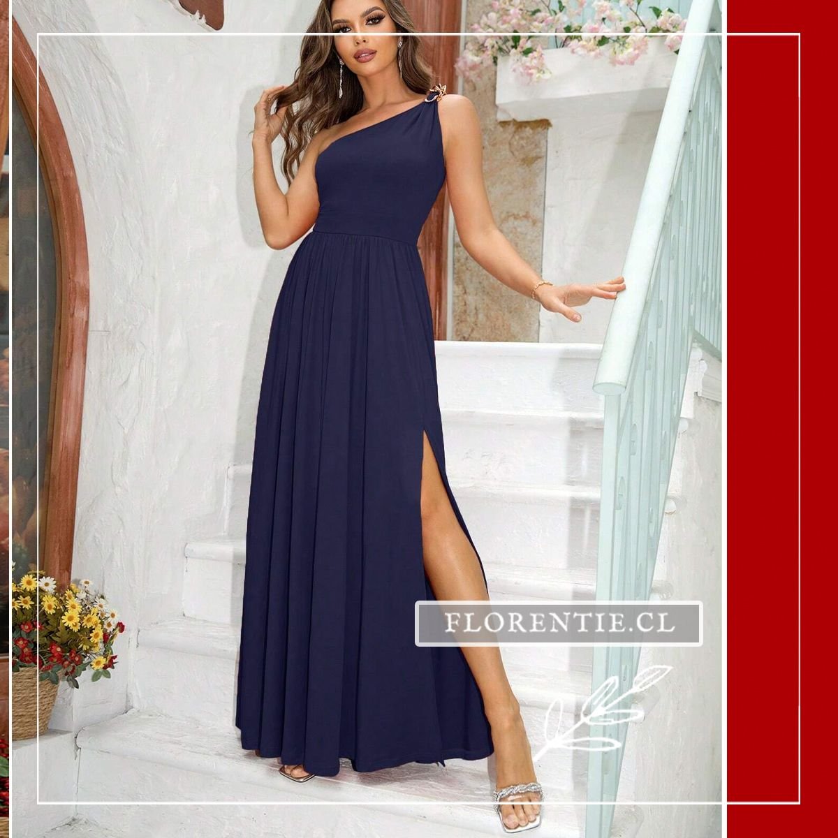 Vestido fiesta un hombro descubierto