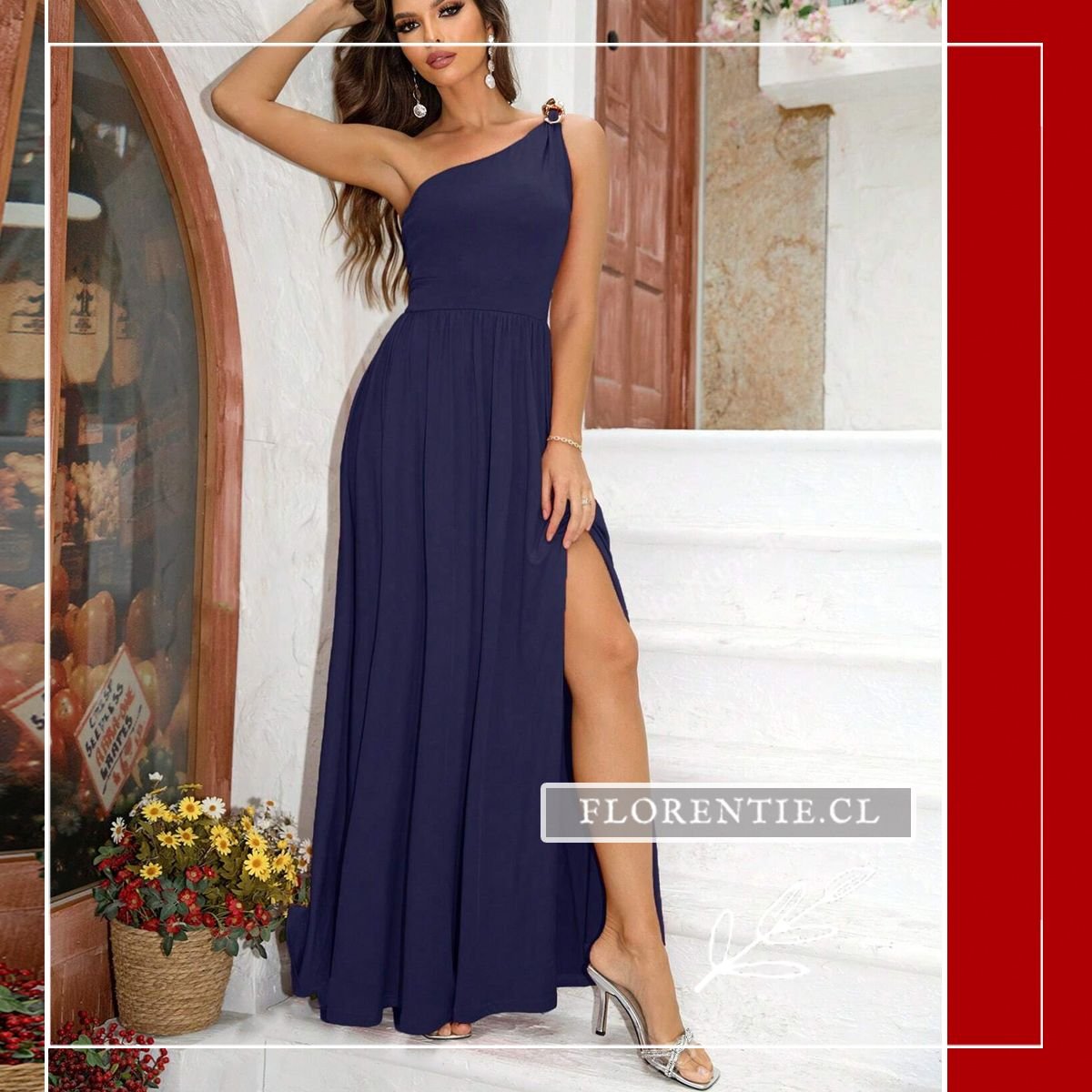 Vestido fiesta un solo hombro