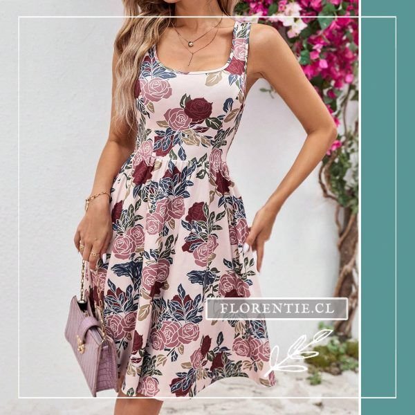 Vestido floral escote cuadrado