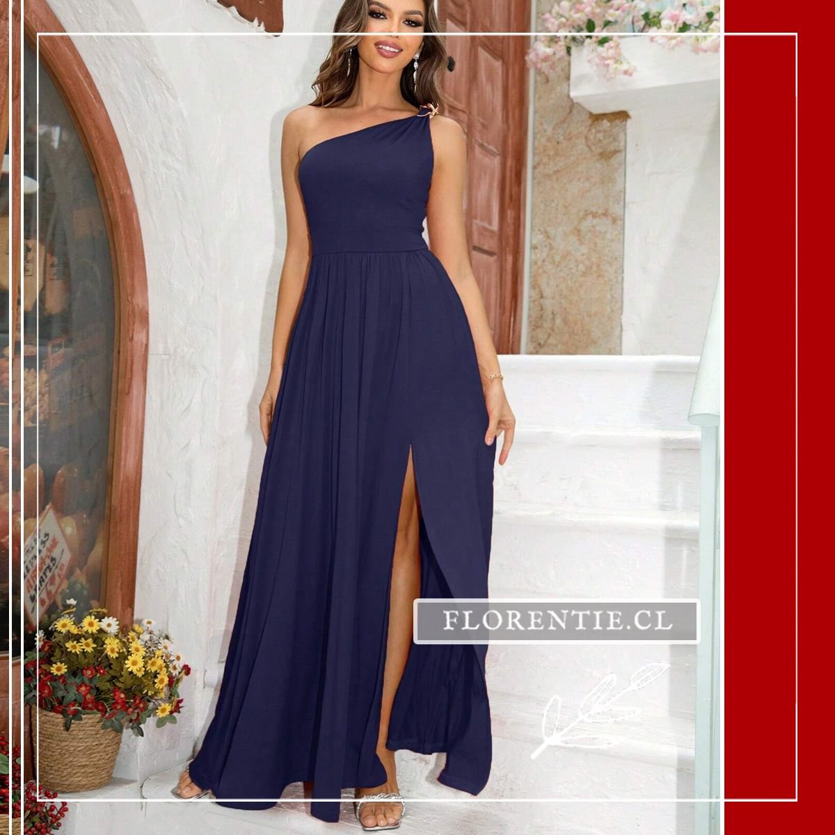 Vestido largo fiesta un hombro