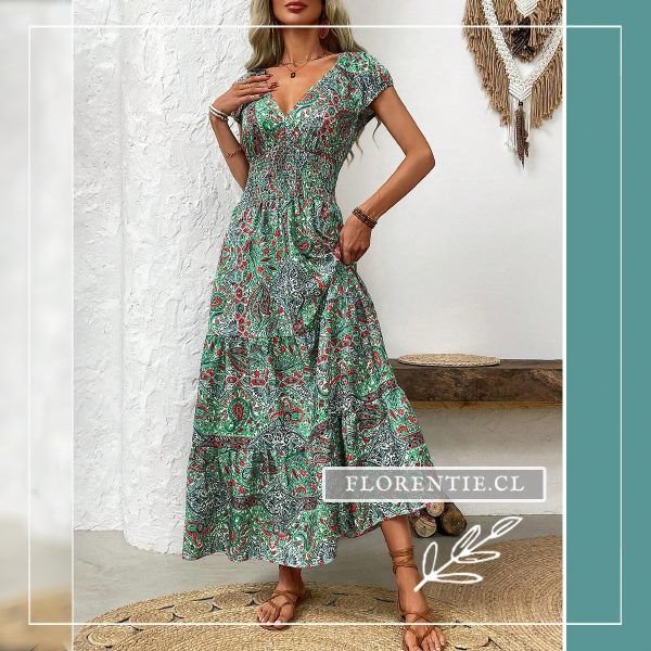 Vestido paisley boho verde