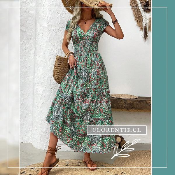 Vestido paisley verde claro