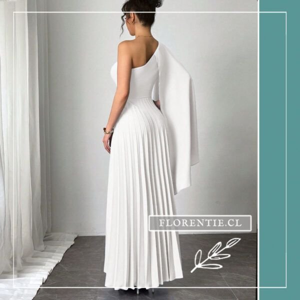 Espalda vestido plisado blanco