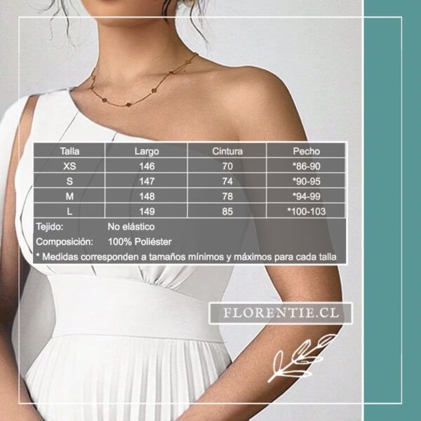 Medidas vestido plisado blanco