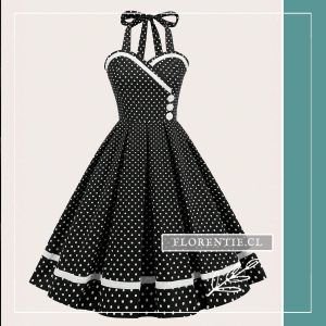 Vestido negro lunares blanco