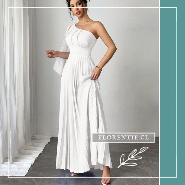 Vestido plisado blanco largo