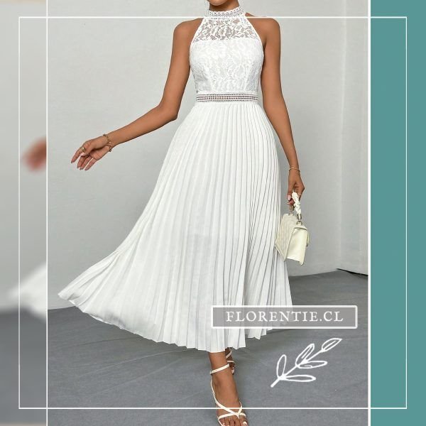 Vestido plisado blanco novia civil