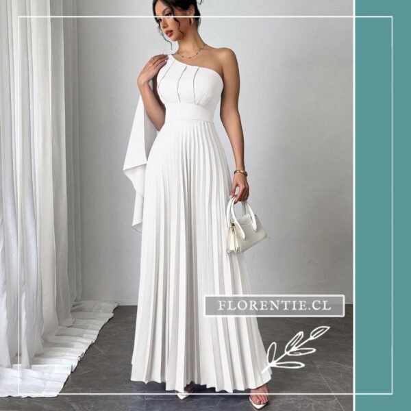 Vestido plisado largo blanco