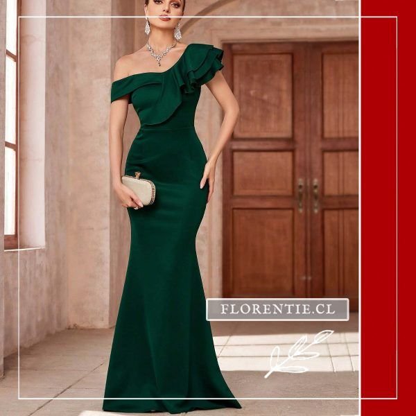 Vestido largo elegante verde esmeralda