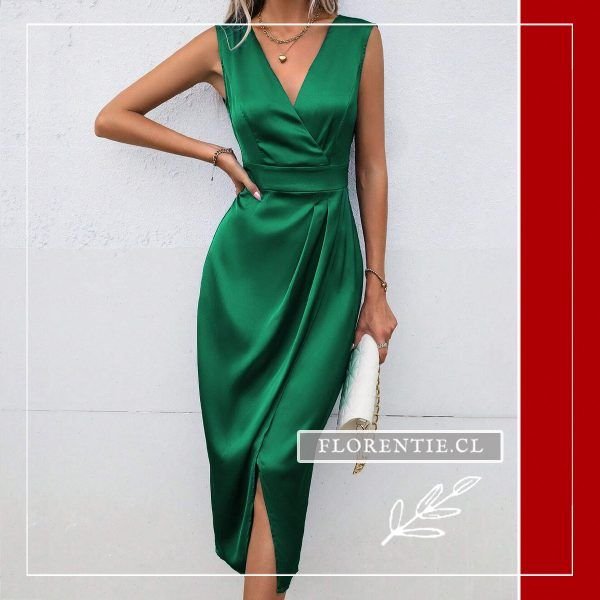 Vestido raso verde