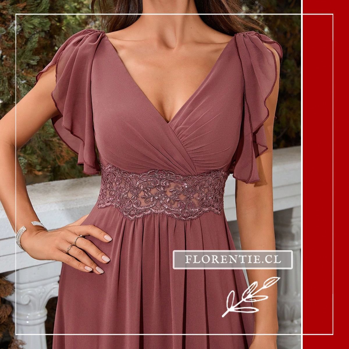 Vestido palo rosa elegante Estephanía - Imagen 7