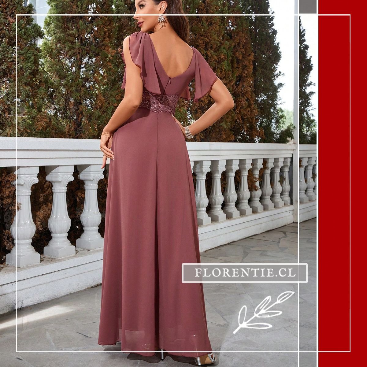 Espalda vestido palo rosa elegante