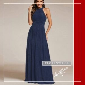 Vestido azul cuello halter