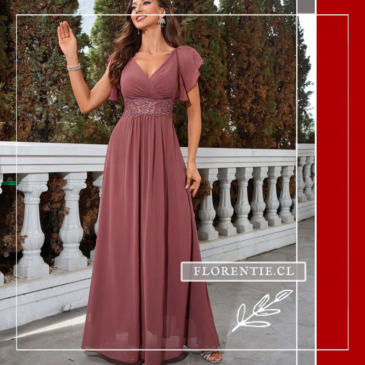 Vestido color palo rosa elegante