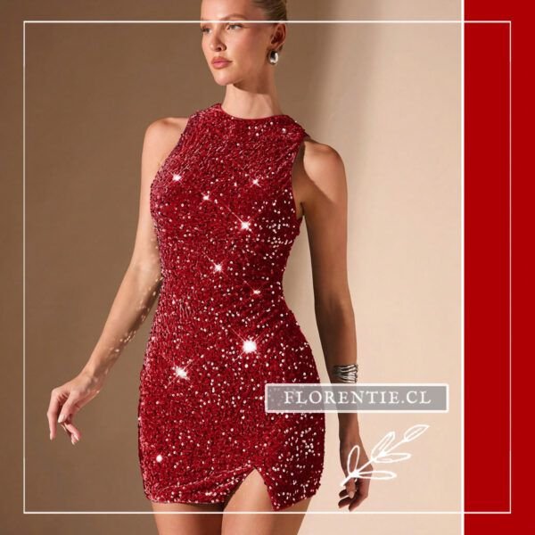 Vestido corto rojo de lentejuelas