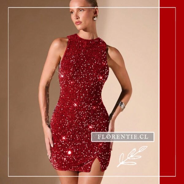 Vestido corto rojo lentejuelas